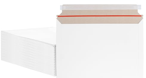ZOFUN 50stk A4 Versandtaschen aus Karton Vollpappe, Weiße DIN Versandtaschen 229x 323 mm 450g Briefumschläge A4 Haftklebung Umschläge Karton Umschläge für Broschüren Fotos Bilder Wandkalender