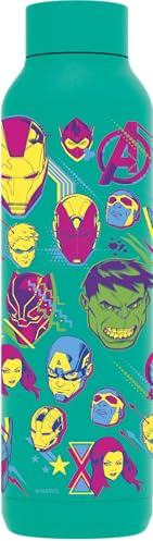 QUOKKA SOLID X MARVEL | BOTELLA TÉRMICA DE ACERO INOXIDABLE DOBLE PARED | AVENGERS NEON