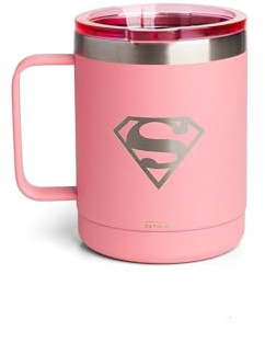 Smartshake Bohtal isolerad kaffemugg 355 ml, dubbelvägg vakuumisolerad mugg med lock, läckagesäker BPA-fri kaffekopp i rostfritt stål, resemugg för varma och kalla drycker (Supergirl)