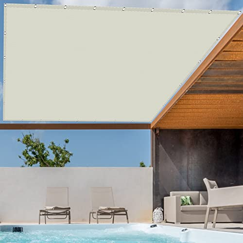 Tenda parasole impermeabile 3 x 10 m, con corda inclusa, rettangolare, per esterni, patio, giardino, prato, pergola, terrazza, colore avorio