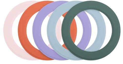sourcing map Magnetic Sticker Ring, 5Pcs Universal Magnetic Adapter Ring Leather Magnet Wireless Charging Conversion Kit for Mobile Phone Case Wireless Charger (Orange+Pink+Purple+Blue+Green)