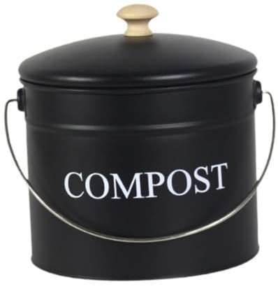 Baoblaze Kitchen Compost Bin,Compost Pail Filter for Food Scrap,Easy Clean Farmhouse with Lid,Trash Dustbin,Food Composter Wastebasket, black