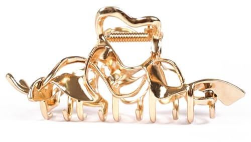 MinoCino stort hårspänne i guld för kvinnor, elegant metallklämma med oregelbunden flytande design, starkt grepp för tjockt hår, hållbar och stilren håraccessoar för vardag och fest