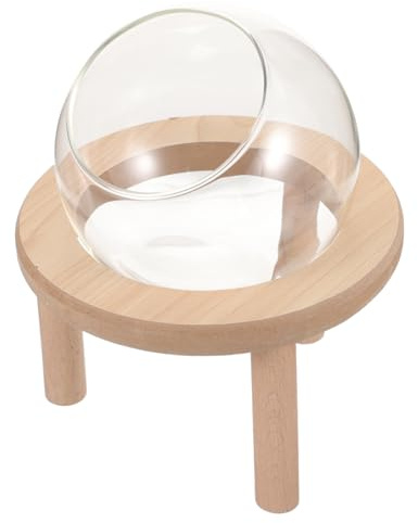 ifundom Glas Hamster Sandbadbehälter Mit Holzsockel Transparente Kleine Haustierbadewanne Für Hamster Und Meerschweinchen Leicht Zu Reinigen Heim Und Tierhandelszubehör