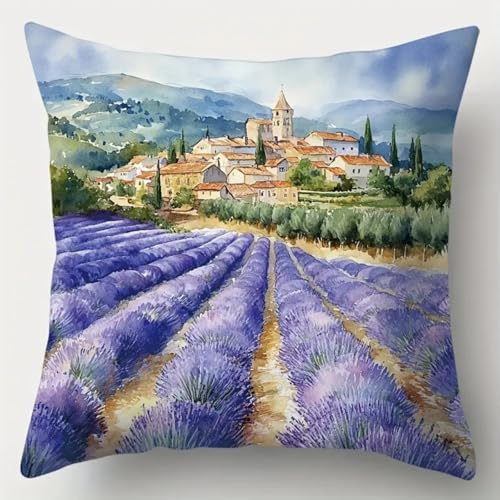 ANSIWEIGO Juego de cojines de nudos, funda de cojín decorativa, juego de anudados para principiantes, acuarela, campo de flores, manualidades, adultos, creativo, hecho a mano, cojín para anudar, 43 x