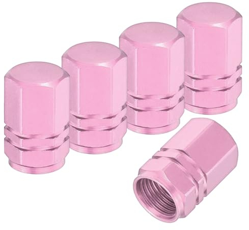 PATIKIL Tire Valve Stem Caps, 5 Pack Universal Aluminum Alloy Tire Air Caps for Cars Trucks Motorcycles SUV Bicycles, Pink