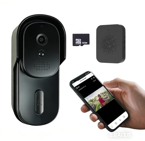 CIC SHOW Wireless Doorbell Camera with Lifetime Free Cloud Storage - No Hidden Costs, HD 720P Proactive Motion Detection Alerts Tuya APP Based. (Black)