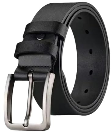 xiongWeiLai Gürtel Herren Leder aus Rindsleder 38 mm breit, schwarzer Gürtel Herren klassisch massiv, langlebiger Herren Lederaccessoire für Business, Jeans & Alltag, zeitloser Herren Gürtel Schwarz