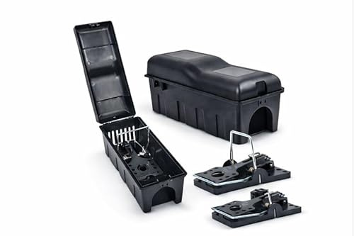 Köder-Discount Kit de piège à rats – 2 boîtes à appâts et 2 pièges à frapper | Lutte sûre contre les rats pour la maison, la cave et le jardin | Aide rapide en cas de problèmes de rats | Sans raticide