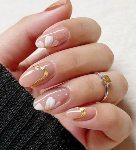 JMEOWIO Flower Semi Cured Gel Strips Wraps Nail Art Sticker