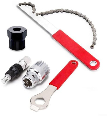 Besttoolifes Mountain - Set di attrezzi per la rimozione delle cassette della bicicletta, compatibile con 7, 8, 9, 10, 11, 12 velocità, estrattore catena in acciaio con chiave ad anello per smontaggio