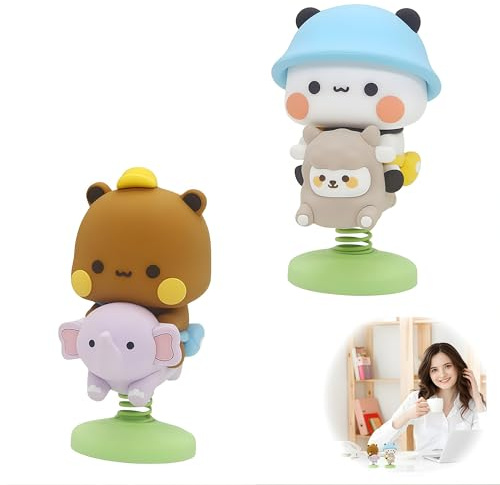 pelriox 2 Stück Bubu Dudu Figur, Dudu Bubu Wackelkopf, Auto Wackelfigur – Cartoon Puppen Auto-Zubehör Geschenke