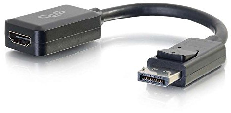 C2G Legrand - Cable DisplayPort a HDMI, Macho a Hembra, Cable DisplayPort Negro, Cable de Pantalla Digital de 8 Pulgadas, 1 Unidad, C2G 54322