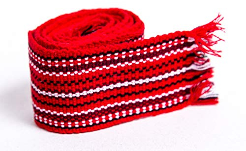 Ukrainian hand woven homespun Hutsul Belt Red KRAYKA 7 cm for Vyshyvanka