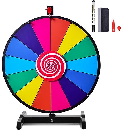 COSTWAY 24 Glücksrad Spielzeug Farbe Rad Spiele für Lotteriespiele Wortspiele, inkl. Radiergummi und Markierstift, geeignet für für Lotteriespiele, Wortspiele (φ60cm)