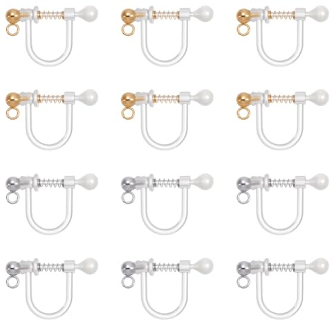 UNICRAFTALE 12pcs 2 Farben Kunststoff Ohrclip-Befund Mit Loop Shell Pearl Und 316 Edelstahl-Befund Golden & Edelstahl-Farbohrring Für Die Schmuckherstellung