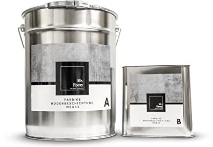 Mr. Epoxy Epoxidharz Bodenbeschichtung (10 kg, RAL 7032 Kieselgrau) - 2K Betonfarbe für Garagen, Keller & Werkstatt Boden - Flüssigkunststoff Epoxid Grundierung und Bodenversiegelung