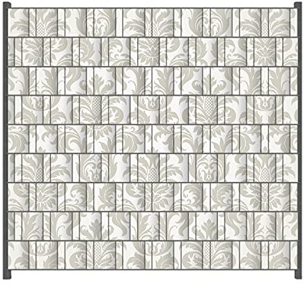 Wallario Zaun Sichtschutz Windschutz für EIN- und Doppelstabmattenzäune in der Größe Breite 2,00m x Höhe 1,80m, Motiv: Königliche Schnörkelei in weiß und beige