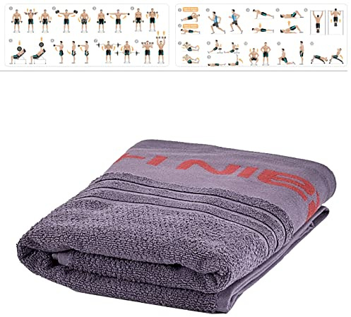 Train Hard Handtuch Sporthandtuch mit Umschlag aus 100% Baumwolle 130x64 cm, mit Trainingsposter
