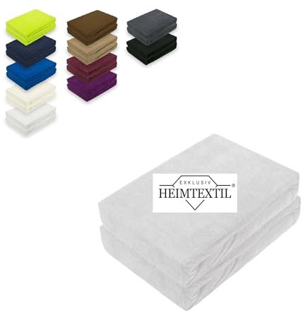 EXKLUSIV HEIMTEXTIL Doppelpack Marke Frottee Spannbettlaken 80% Baumwolle, 20% Polyester Öko - Tex Zertifiziert, Markenqualität, Matratzenhöhe bis 25 cm, Silber 140 x 200 cm