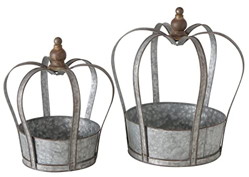 BOLTZE Pflanztopf Amalia Metall Höhe 30 cm grau, Shabby, Krone
