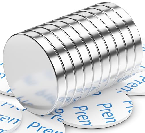 10 Stück 15 mm x 2 mm Neodym Extra Stark, Starke für Magnettafel, Magnet mit Doppelseitigem Klebstoff, Magnet für Werkzeuge Holzbretter Glas Wände Kunststoff Verwendet