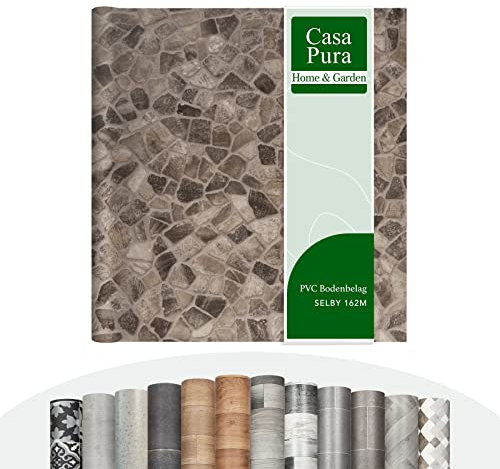 Vinyl Flooring Rolls by The Metre | Wood Effect, Tile Effect, Stone Effect PVC Flooring, Cushion Lino Floor Covering for Kitchen, Bathroom, Living Room (Selby 162M, 200 x 150 cm)