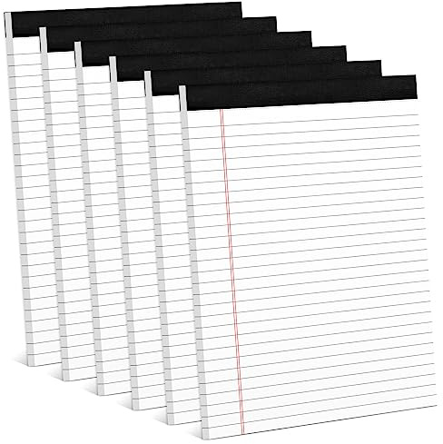 6 Pack 8.5 x 11 Legal Pads for Office Supplies Paper Pads 8.5 x 11 White Note Pads for Work Lined Writing Pads Notebook White Legal Pads Wide Ruled Notepads 30 Sheets Per Writing Pad Legal Note Pad