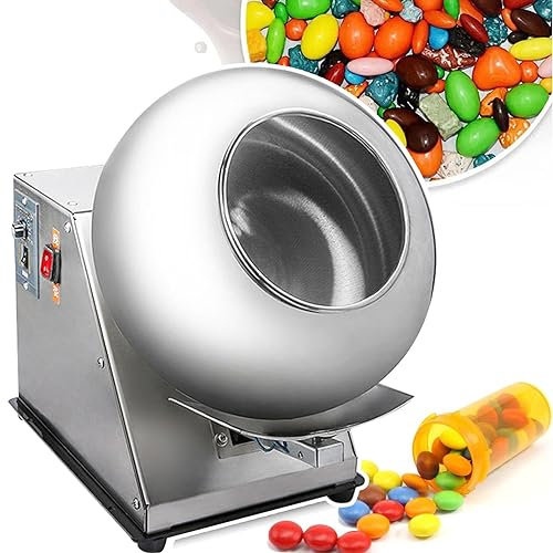 ExoticaBlend Mini Máquina Laminadora de Chocolate, Recubridora Automática para Bandeja de Azúcar, Recubrimiento de Nueces y Recubrimiento de Chocolate, Grado Comercial Pequeño