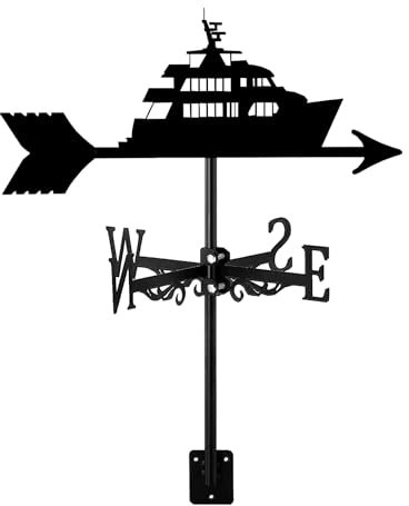 Girouette de bateau pour jardin, cour, pelouse, ferme, ornement noir vintage, girouette en métal noir (G)