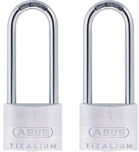 ABUS Vorhängeschloss Titalium 64TI/40HB63 mit hohem Bügel - Kellerschloss mit Schlosskörper aus Spezial-Aluminium - gehärteter Stahlbügel - ABUS-Sicherheitslevel 5 (Packung mit 2)