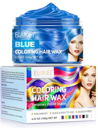 Hair Color Wax,Crazy Blue Temporary Hair Color Wax,Instant Hair Styling Cream,Washable Hair Paint,DIY Colour Dye,Hair Styling Cream for Women & Men