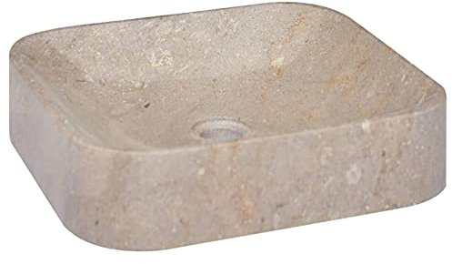 ARKEM Lavandino Grigio 40x40x10 cm in Marmo,Ceramica,Finitura Bianco Lucido - Lavandino Design Moderno Bacinella Lavamani Lavello Sanitari Bagno