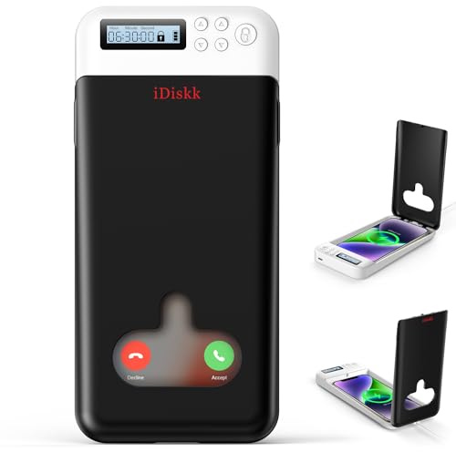 iDiskk Caja de bloqueo de teléfono, cárcel de teléfono con temporizador para Android/iPhone (máximo 6.7 pulgadas), caja de taquilla temporizada de autocontrol