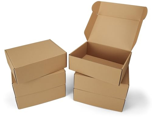 Serwrsw 12x9x4 inch Cardboard Shipping Boxes, Set of 6 Gift Boxes, Brown