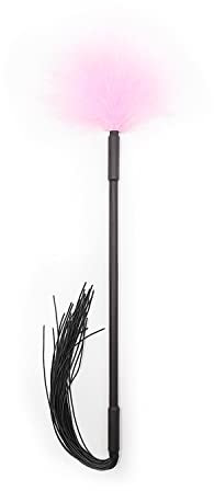 Peitsche sex sm Kunstfeder mit Tassel Erotik Spanking Sex Spielzeug SM Paddel Bondage Fetisch Bettfesseln Slave Rollenspiel Federklitzer Flitter Flogger-47CM (Pink)
