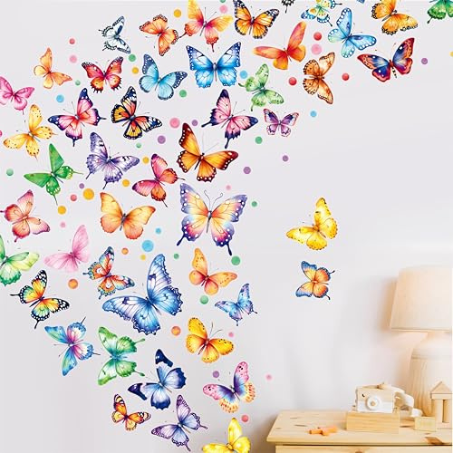 Adesivi Murali Grandi Farfalle, 230+ PCS, Adesivi in Vinile Auto-adesivi Farfalle & Punti, Design Unico Sicuro per Muro, Finestra, Porta, Decorazione della Stanza
