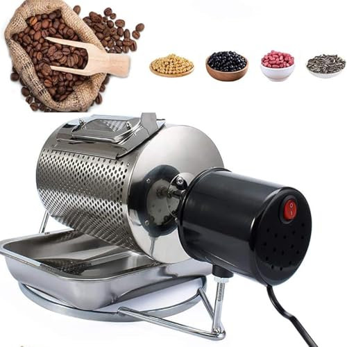 Coffee Beans Roaster, 250g Electric Stainless Steel Drum Coffee Roaster, Household Nut Grain Peanut Roasting Machine, With Visible Window And Stainless Steel Tray, For Cafe Shop/home 110V
