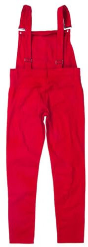 Herren-Denim-Latzhose, lässiger Overall, Jeans, Hosenträgertaschen, Hosen, rot, XL