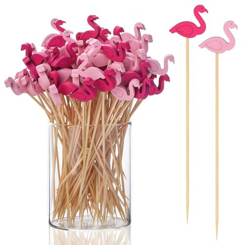 LQTSLFM 100 Piezas Palillos para Aperitivos Verano, Brochetas de Cóctel Palillos Decorativos, Verano Palillos Aperitivos Graciosos para Frutas, Pasteles, Postres, Comidas, Bebidas (Color A)