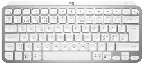 Logitech MX Keys Mini - Kabellose Tastatur, Tasten mit Hintergrundbeleuchtung, Windows, macOS, iPadOS, Android, ChromeOS, Skandinavisch QWERTY-Layout - Pale Gray【Bulk - ohne Verpackung】