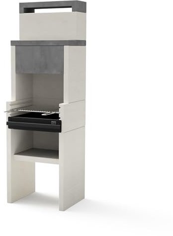 MAESTRO FERRETERO MF - Barbacoa de Obra para Carbón Modelo VENIT Flex hotte (Gris/Blanco - 59 x 47 x 185 cm) Ref: 4410