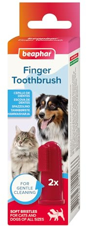 Beaphar, Spazzolino da Dito per Cani e Gatti, Prevenzione della Placca Dentale e dell'Alitosi, Elimina i Residui di Cibo e Riduce i Batteri, Setole Morbide, Facile da Usare