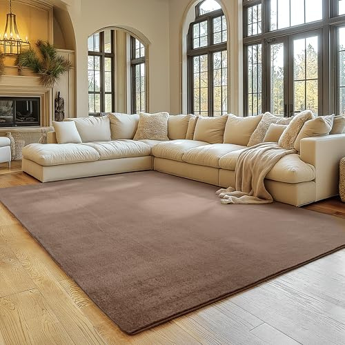 SIMPEX Teppich Braun 120x160 cm Waschbarer Kurzflor Teppich, rutschfest & weich, modernes einfarbiges Design für Wohnzimmer, Schlafzimmer, Küche & Kinderzimmer.
