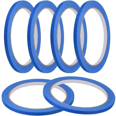 QUARKZMAN Ruban De Masquage 5 mm x 20 Mètres Ruban De Peintre Bleu Rubans De Peinture pour DIY Artisanat Arts Dessin Étiquetage Peinture De Voiture Créateurs Enseignants, Pack De 6