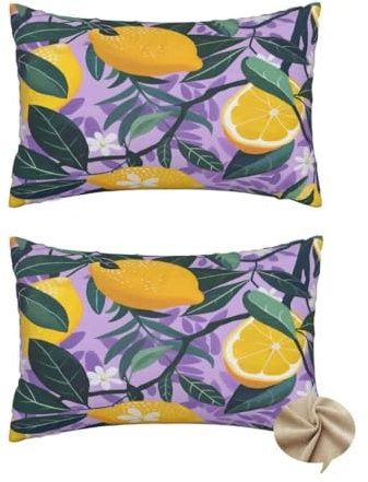 Pansy Cushion Covers 24x36 Inch/60x90 cm Set of 2, Rectangle Lemon Cushions for Bed Home Decor, Soft Lumbar Cushions Covers Sofa Cushions Decorative Pillows for Bedroom Decor Gifts -J97