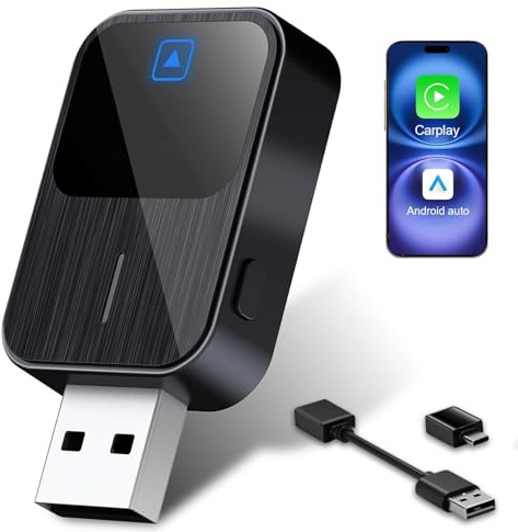 LaifuTu 2025 Neuer Android Auto Wireless Adapter, Carplay Wireless Adapter mit USB/Type-C Plug & Play für Ios 12+/ Android 11+