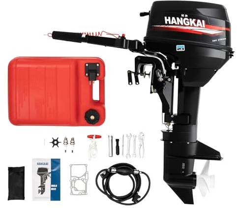 PERFERATE 12HP 2 Stroke Outboard Motor 169CC Short Shaft Fishing Boat Engine Heavy Duty Gas Powered Boat Motor with Water Cooling System & CDI Ignition System for Fishing, Yachts