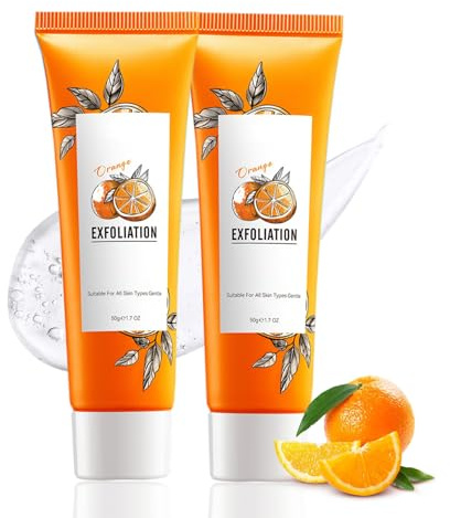 Natürliches Orange Exfoliating Gel 2 Stück - Peeling Gesicht - Orange Peeling Gel für Gesicht und Körper Tiefenreinigung - Gesichtspeeling Frau Damen Mann - Face Scrub for Women, Porenreiniger