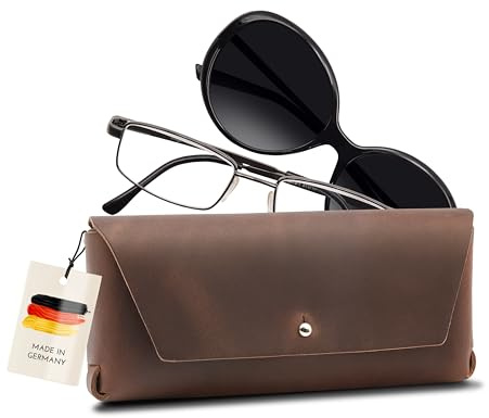 Thielemann THEWO Brillenetui Gert aus Leder für Lesebrille, große Sonnenbrille, Gleitsichtbrille, Soft Case Etui Leder für Damen & Herren, Brillenaufbewahrung